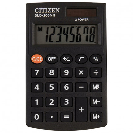 Калькулятор карманный CITIZEN SLD200NR (98х60 мм), 8 разрядов, двойное питание, SLD-200NR (арт. SLD-200NR)