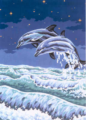 Схема для вышивания серия 11.000 Канва/ткань с рисунком "Collection D`Art" серия 11.000 60 см х 50 см 11497 Два дельфина