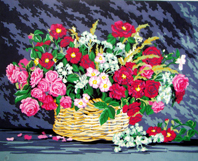 Схема для вышивания серия 11.000 Канва/ткань с рисунком "Collection D`Art" серия 11.000 60 см х 50 см 11581 Корзина с цветами