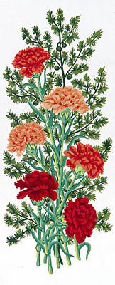 Схема для вышивания серия 8.000 Канва/ткань с рисунком "Collection D`Art" серия 8.000 30 см х 60 см  8020 Гвоздики