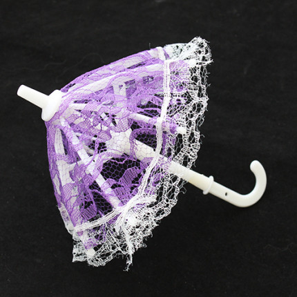 Зонтик пластмассовый маленький гипюр 16 см, фиолетовый