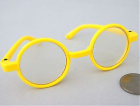Очки со стеклом, пластик, круглые, цв.желтый (арт. 25582)
