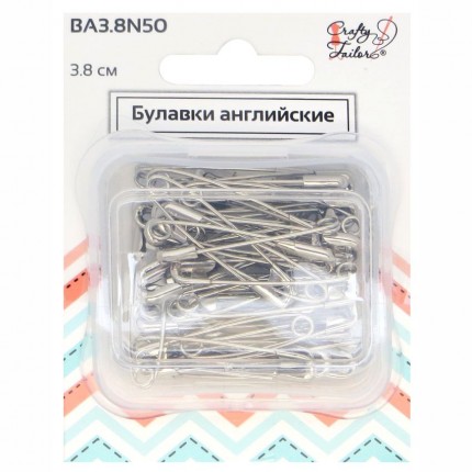 Булавки английские 3.8см Crafty Tailor серебристые, 50шт./набор (арт. Булавки английские 3.8см Crafty Tailor серебристые, 50шт./набор)