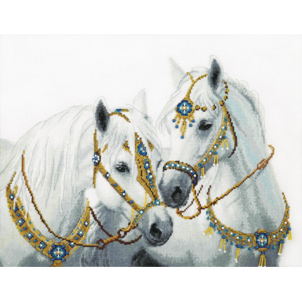 Набор для вышивания ВТ-249_ЧМ Набор для вышивания крестом Crystal Art "Свадебные лошади"