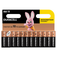 DURACELL  Батарейки КОМПЛЕКТ 12 шт., DURACELL Basic, AA (LR06, 15А), алкалиновые, пальчиковые, блистер 