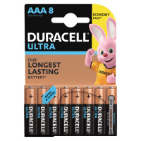 DURACELL  Батарейки КОМПЛЕКТ 8 шт., DURACELL Ultra Power, AAA (LR03, 24А), алкалиновые, мизинчиковые, блистер 