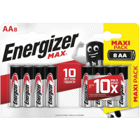 ENERGIZER E301531301 Батарейки КОМПЛЕКТ 8 шт., ENERGIZER Max, AA (LR06, 15А), алкалиновые, пальчиковые, блистер, E301531301 