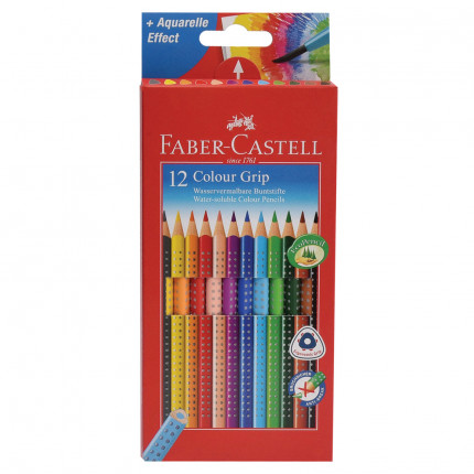 Карандаши цветные FABER-CASTELL "Grip", 12 цветов, трехгранные, 112412 (арт. 112412)