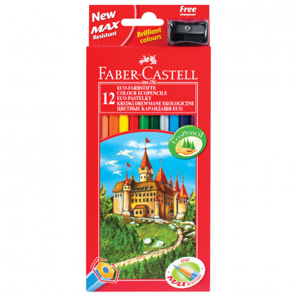 Карандаши цветные FABER-CASTELL, 12 цветов, с точилкой, картонная упаковка с подвесом, 120112 (арт. 120112)