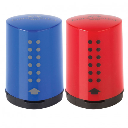 Точилка FABER-CASTELL "Grip 2001 Mini", с контейнером, пластиковая, красная/синяя, 183710 (арт. 183710)