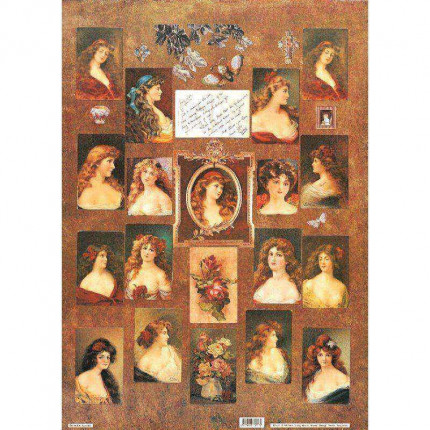 Декупажная карта NS021 Long Hair & Roses/Длинные волосы & Розы (арт. 21)