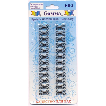 Крючки плательные №2 х 15 мм "Gamma" в блистере 24 комплекта, черный (арт. 00000021829)