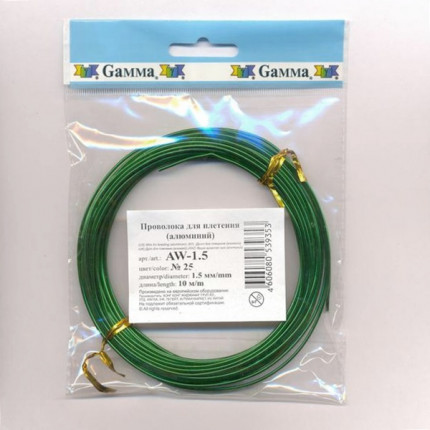 Проволока для плетения "Gamma" AW-1,5, d=1,5 мм, 10 м, №25 зеленый (арт. 00000034976)