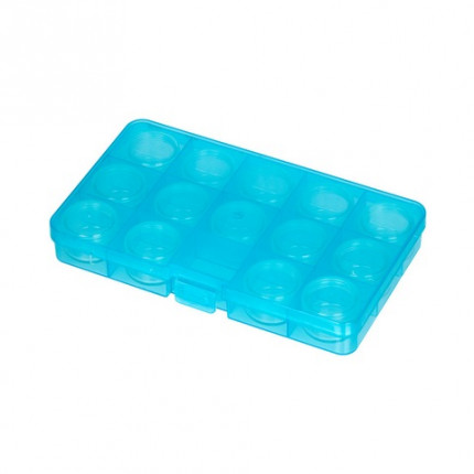 Коробка Gamma ОМ-042-110 для шв. принадл. пластик 17,7х10,2х2,3 см, цв. голубой/прозрачный (арт. OM-042-110)