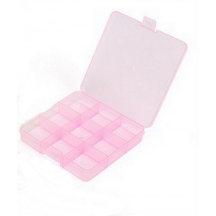 Коробка "Gamma" ОМ-086 для шв. принадл. пластик, 13,5 х 13,7 см цв.розовый/прозрачный 9 ячеек (арт. ОМ-086/3)