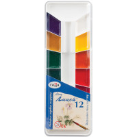 Гамма  Краски акварельные ГАММА "Лицей", 12 цветов, медовые, без кисти, пластиковая коробка 