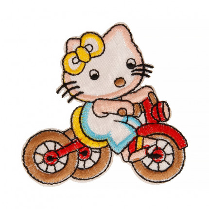"Gamma" Термоаппликация "L" №02  L1266 кошка на велосипеде розовый 6.5х6 см