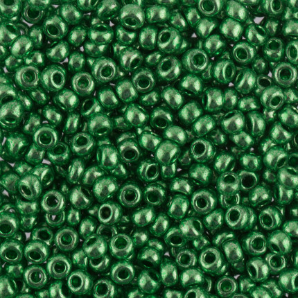 Бисер Чехия "GAMMA" круглый 6 10/0 2.3 мм 50 г 1-й сорт F653 св.зеленый/металлик ( 18356 )