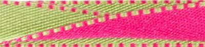 Лента атласная 10 мм двухсторонняя ALD-10 3м №008 салатовый/яр.розовый (арт. ALD-10)