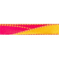 Gamma ALD-10 Лента атласная 10 мм двухсторонняя ALD-10 3м №162 яр.розовый/желтый 