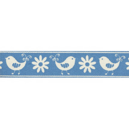 Лента декоративная с рисунком "Весна", голубой (арт. B2 049/001)
