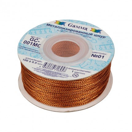 Шнур Gamma 1 мм GC-001MC цв. метал. 100 м ±0.5 м №01 оранжевый (арт. GC-001MC)