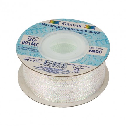 Шнур Gamma 1 мм GC-001MC цв. метал. 100 м ±0.5 м №06 белый (арт. GC-001MC)
