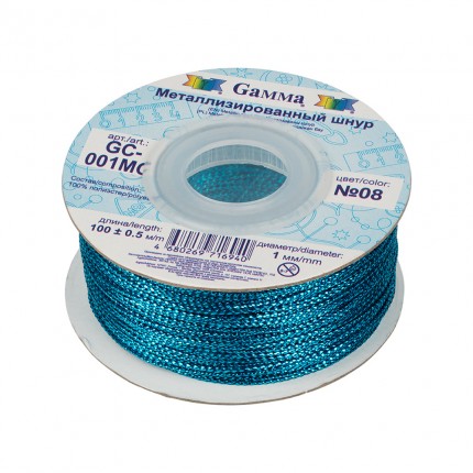 Шнур Gamma 1 мм GC-001MC цв. метал. 100 м ±0.5 м №08 голубой (арт. GC-001MC)