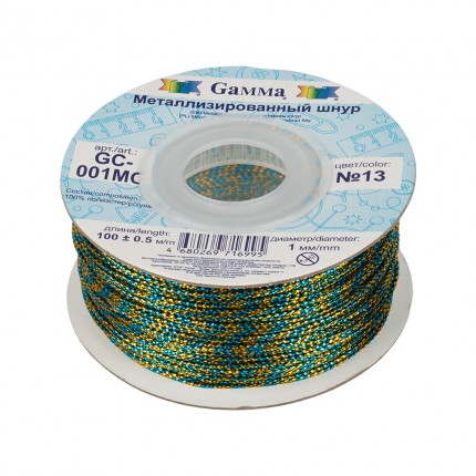 Шнур Gamma 1 мм GC-001MC цв. метал. 100 м ±0.5 м №13 голубой желтый (арт. GC-001MC)