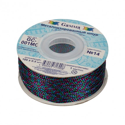 Шнур Gamma 1 мм GC-001MC цв. метал. 100 м ±0.5 м №14 голубой фиолетовый зеленый (арт. GC-001MC)