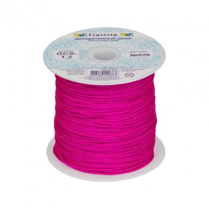 Шнур Gamma 1.2 мм GCS-1.2 декоративный 50 м ±0.2 м №020 яр.малиновый (арт. GCS-1.2)