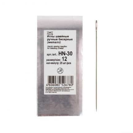 Иглы бисерные Gamma HN-30 №12 сталь 25 шт. (арт. HN-30 № 12)