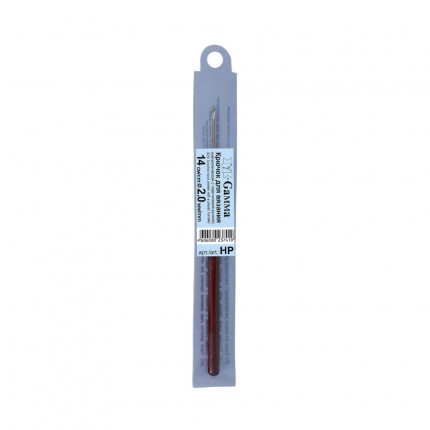 Для вязания "Gamma" HP крючок с пласт.ручкой металл d 2.0 мм 14 см в чехле . (арт. HP)