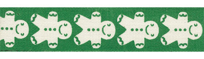 Лента декоративная с рисунком "Пряничный человечек", зеленый (арт. K1 019/001)