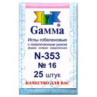 Gamma N-353 Иглы ручные "Gamma" N-353 гобеленовые №16 упак.-25шт, конверт 