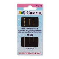 Gamma N-376 Иглы для шитья ручные  N-376 гобеленовые №16-22 с двойным ушком 3 шт., закругленные 