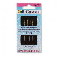 Gamma N-377 Иглы для шитья ручные  N-377 гобеленовые №22-24 с двойным ушком 4 шт. , закругленные 