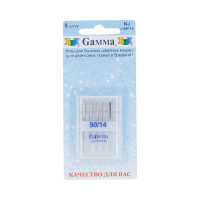 Gamma NJ № 90 Иглы для быт. шв. машин "Gamma" NJ № 90 для джинсы 5 шт в блистере М 