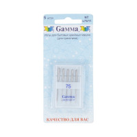 Gamma NT № 75 Иглы для быт. шв. машин "Gamma" NT № 75 для трикотажа 5 шт в блистере М 