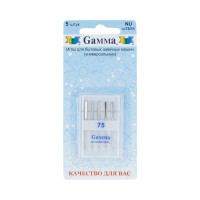Gamma NU № 75 Иглы для быт. шв. машин "Gamma" NU № 75 универсальные 5 шт в блистере М 
