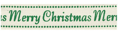 Лента декоративная с рисунком "С Рождеством", зеленый (арт. W2 001/119)