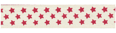Лента декоративная с рисунком "Звезды", красный (арт. Z1 001/065)