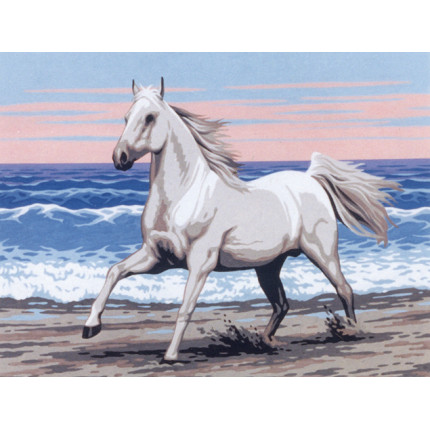 Схема для вышивания E.302 Белая лошадь на морском берегу