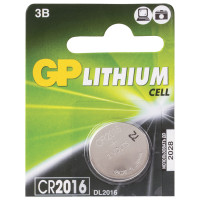 GP CR2016-7CR5 Батарейка GP Lithium, CR2016, литиевая, 1 шт., в блистере (отрывной блок), CR2016-7CR5 