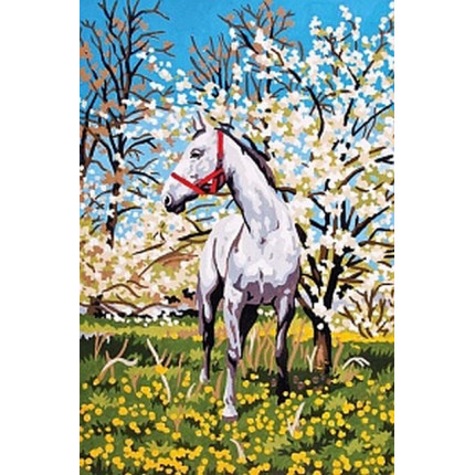 Схема для вышивания 6.172 Канва жесткая с рисунком GRAFITEC 6.172  Лошадь в саду 22 x 30 см