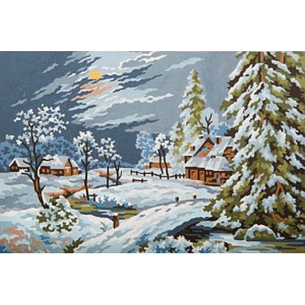 Схема для вышивания 6.294 Канва жесткая с рисунком GRAFITEC 6.294  Снежный пейзаж  22 x 30 см