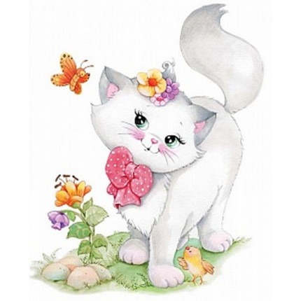 Схема для вышивания 6.304 Канва жесткая с рисунком GRAFITEC 6.304 Милый котенок 22 x 30 см