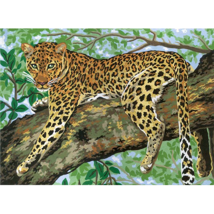 Схема для вышивания Канва жесткая с рисунком Канва жесткая с рисунком GRAFITEC 10.359 Ленивый леопард 30 x 40 см