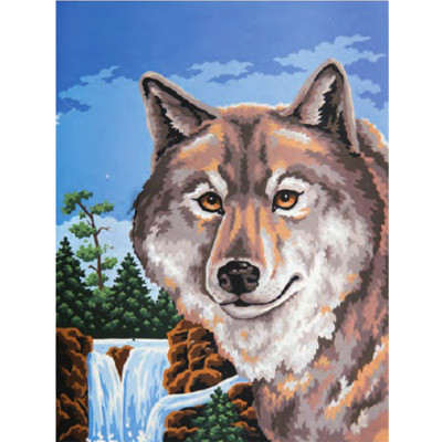 Схема для вышивания серия 10.000 Канва/ткань с рисунком "Grafitec" серия 10.000 50 см х 40 см 10.487 Портрет волка