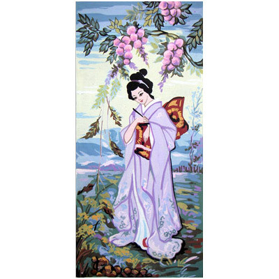 Схема для вышивания серия 8.000 Канва/ткань с рисунком "Grafitec" серия 8.000 60 см х 30 см 8.051 Японка
